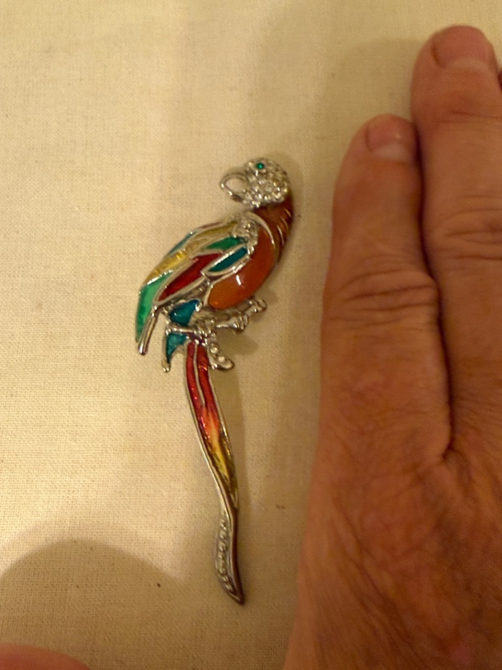 Colorful Parrot Enamel Brooch - Multicolor